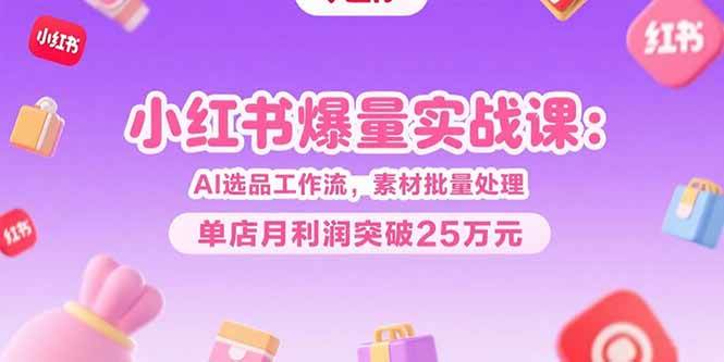 (7.24)小红书爆量实战课：AI选品工作流，素材批量处理，单店月利润突破25万元