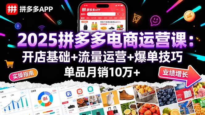 (9.18)2025拼多多电商运营课：开店基础+流量运营+爆单技巧，单品月销10万+