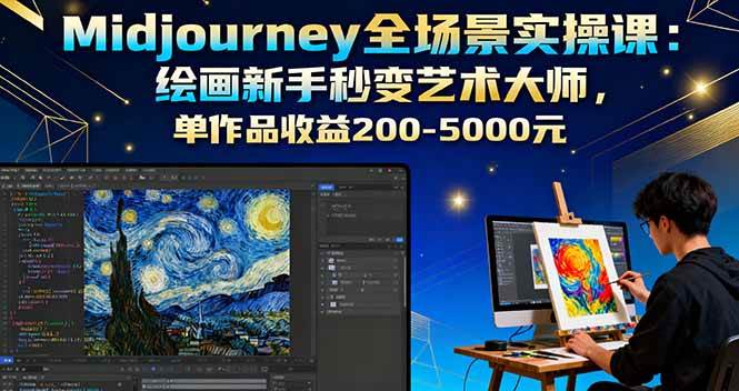 (9.29)Midjourney全场景实操课：绘画新手秒变艺术大师，单作品收益200-5000元