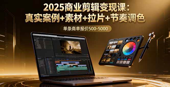 (9.30)2025商业剪辑变现课：真实案例+素材+拉片+节奏调色，单条商单报价500-5000