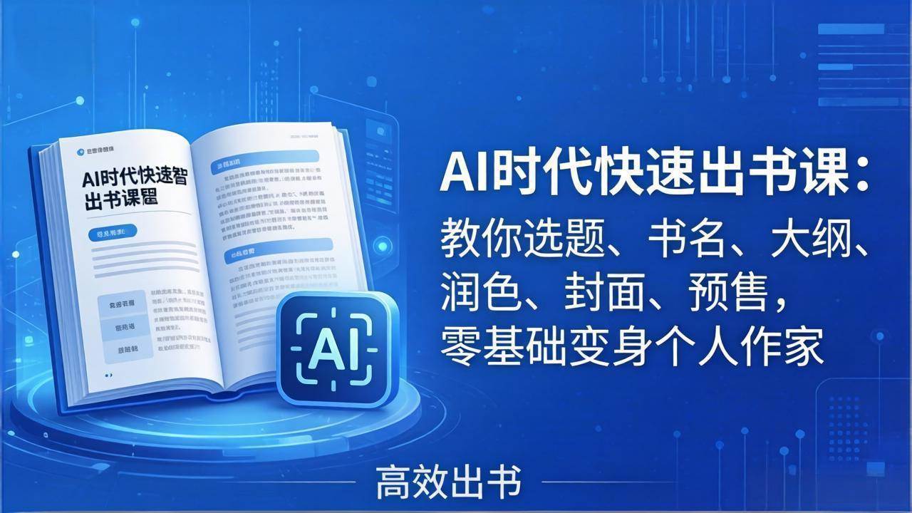 (4.3)AI时代7天闪电出书课：教你选题、书名、大纲、润色、封面、预售，零基础变身个人作家