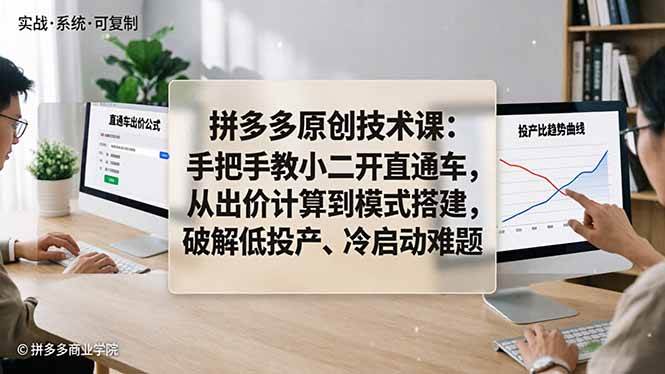 (4.23)拼多多原创技术课：手把手教小二开直通车，从出价计算到模式搭建，破解低投产、冷启动难题